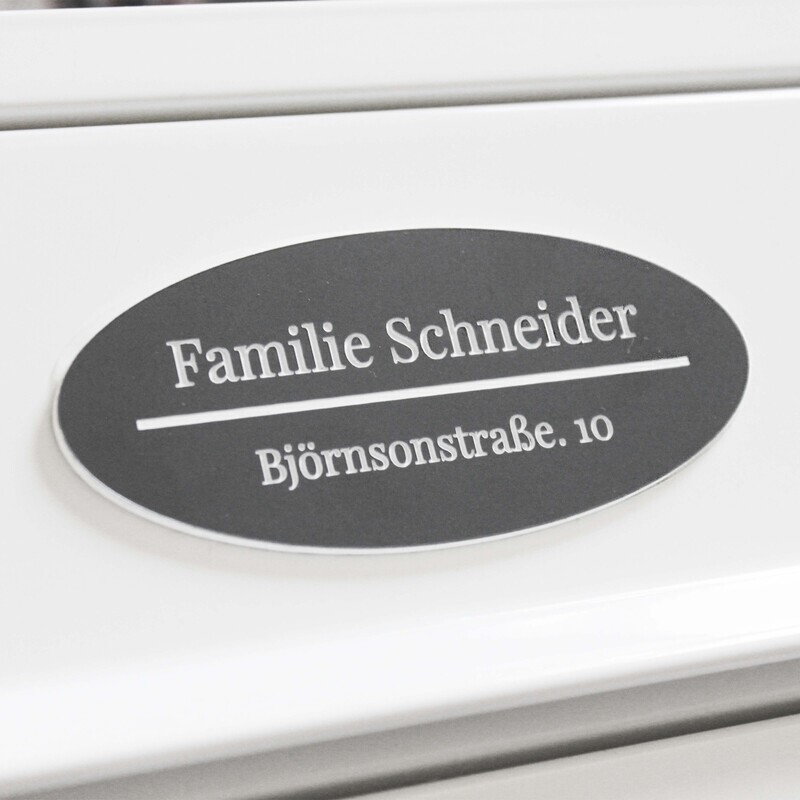 Briefkastenschilder Gravur - Selbst gestalten - Silber/Schwarz - Plastic - Schildermaxe.at