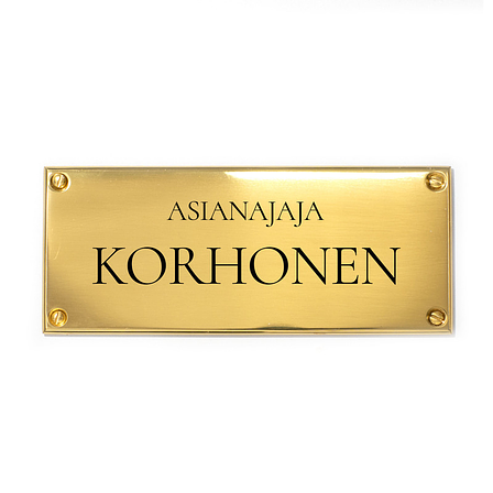 Messinkikyltit, Kulmikas Messinki/Tyhjä Kiiltävä Messinki. Kiinnitystapa: Ruuvi