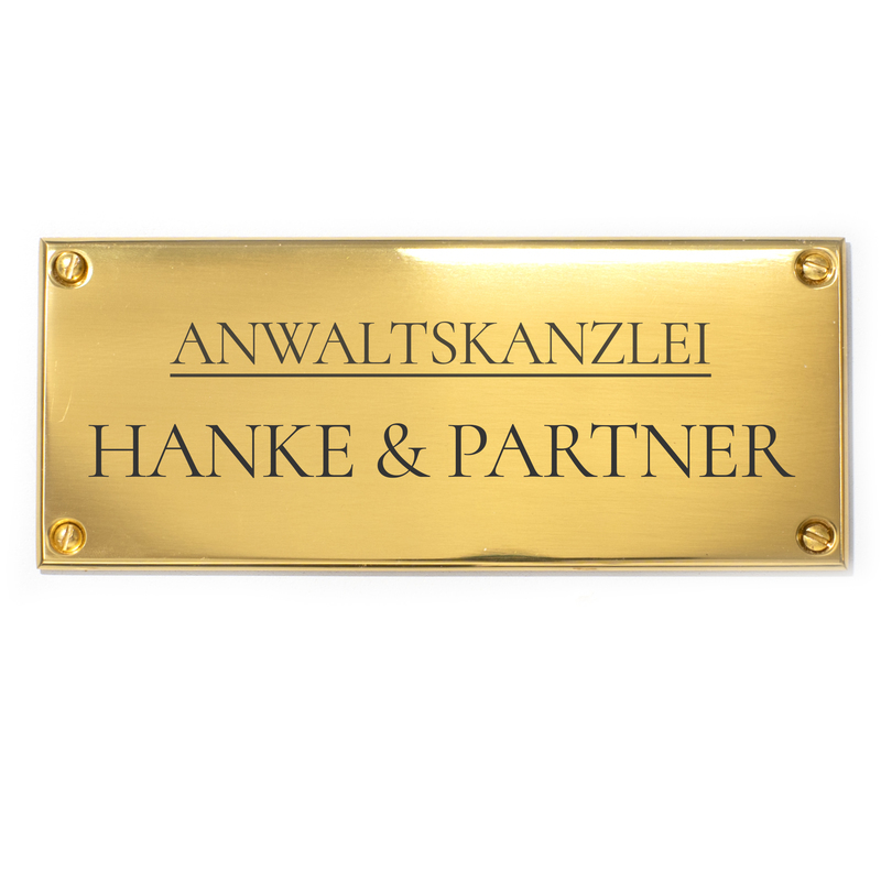 Messingschild - Selbst Gestalten - Firmenschilder - Gold/Schwarz - Messing - Schildermaxe.de