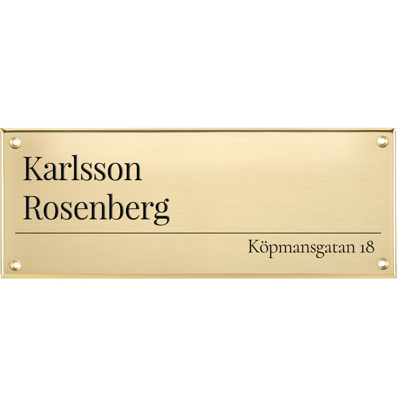 Dørskilt messing - Skrue - 260x100 mm - Skiltmax.no