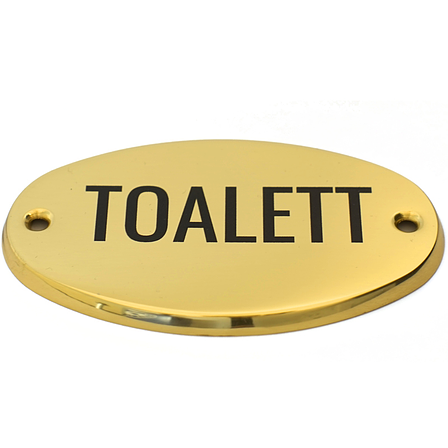 Mässingsskyltar, Oval Mässing/Blank Blank Mässing. Fästmetod: Skruv