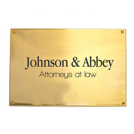 Brass Signs, Square Brass/Shiny Polished Brass. Fixing Method: Screw