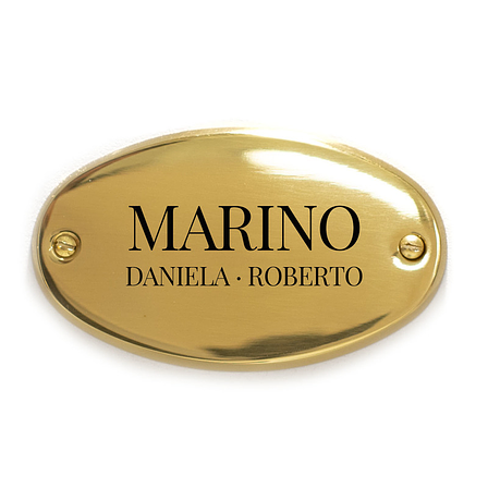 Targhette In Ottone, Ovale Ottone/Lucido Ottone Lucido. Fissaggio: Vite