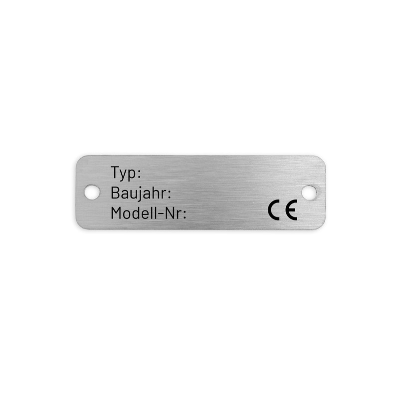 Typenschild Edelstahl selbst gestalten - 60x18 mm - Schildermaxe.at