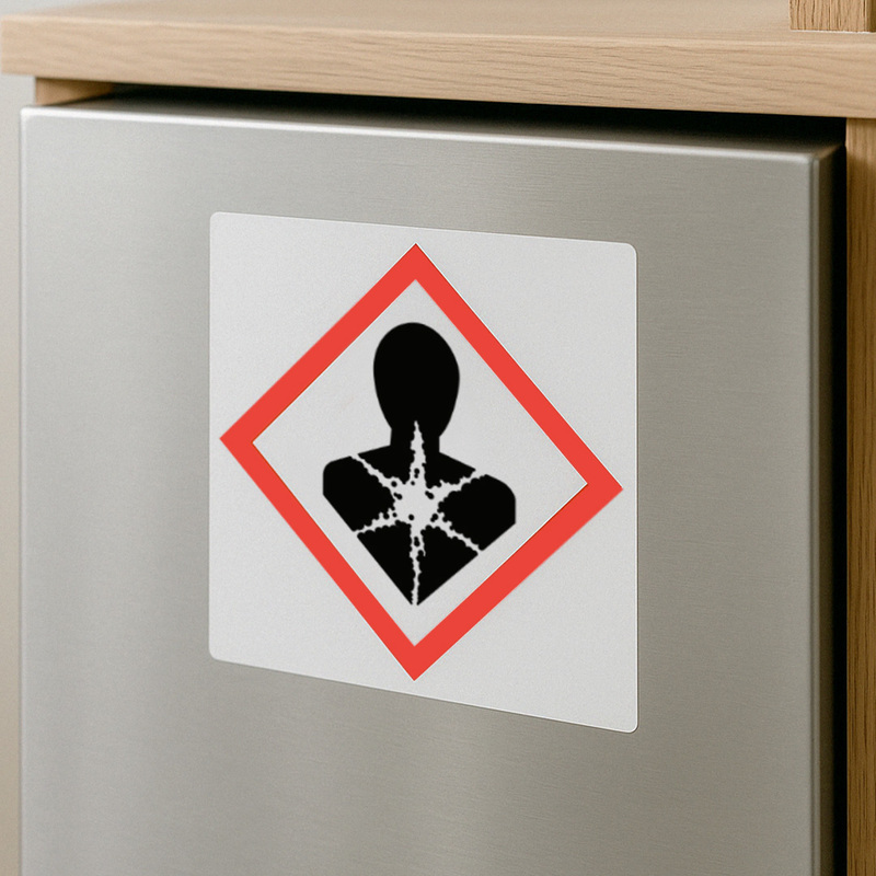 Dekal med farosymbol GHS08 Miljöfarlig – 74x74 mm – enligt CLP-föreskrifter – Skyltmax.se