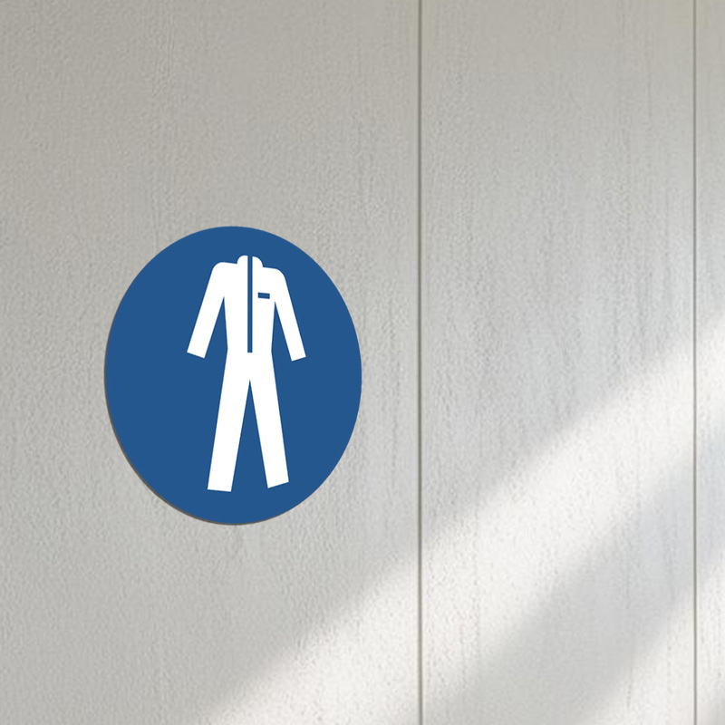 Påbudsskylt - Skyddskläder - Vinyl - 200x200- Skyltmax.se