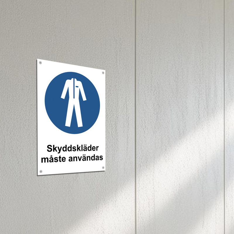 Påbud - Skyddskläder - 210x297 mm- Skyltmax.se
