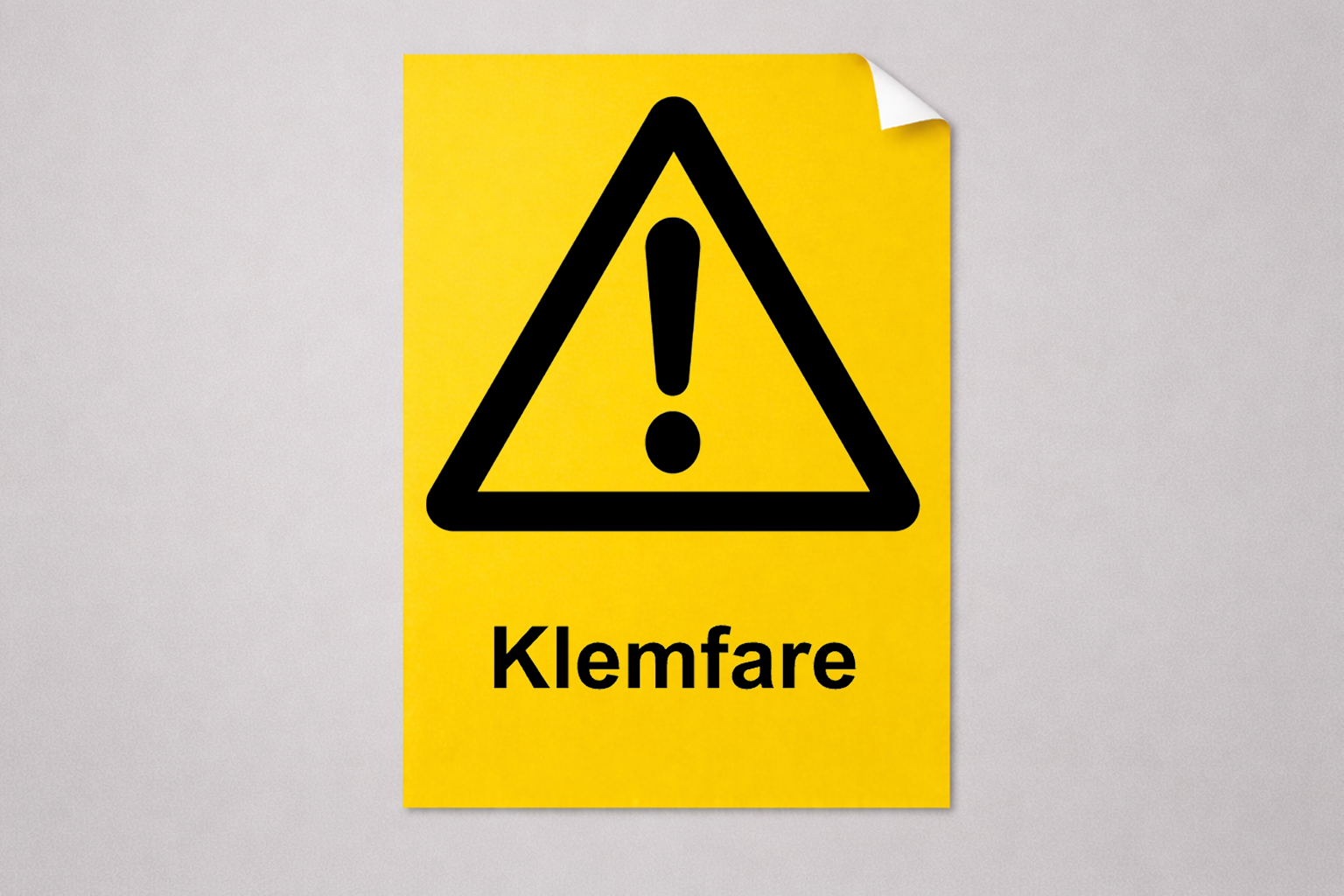 Varselskilt - Klemfare - Vinyl - 210x297 mm - Skiltmax.no
