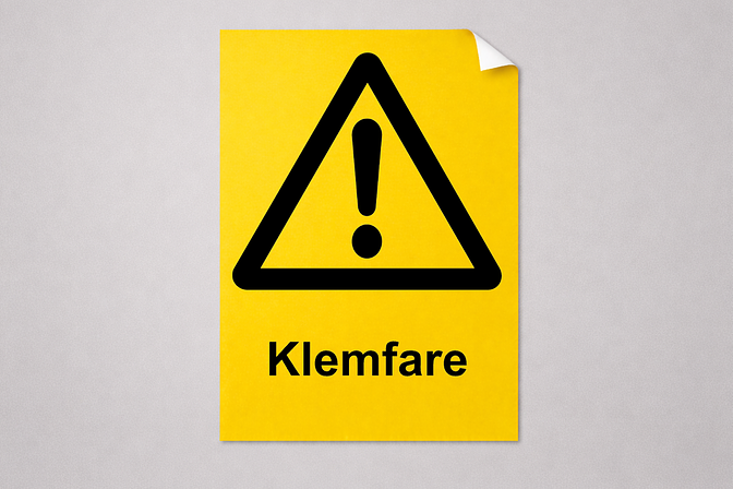 Klistremerker, Firkantet Gul Vinyl. Festemetode: Selvklebende