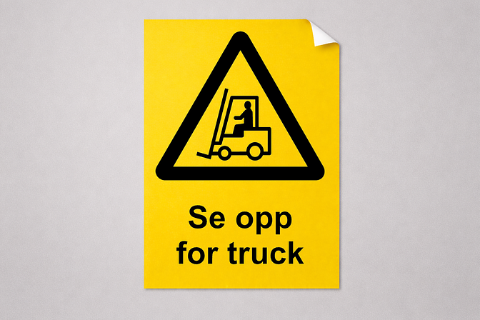 Klistremerker, Firkantet Gul Vinyl. Festemetode: Selvklebende