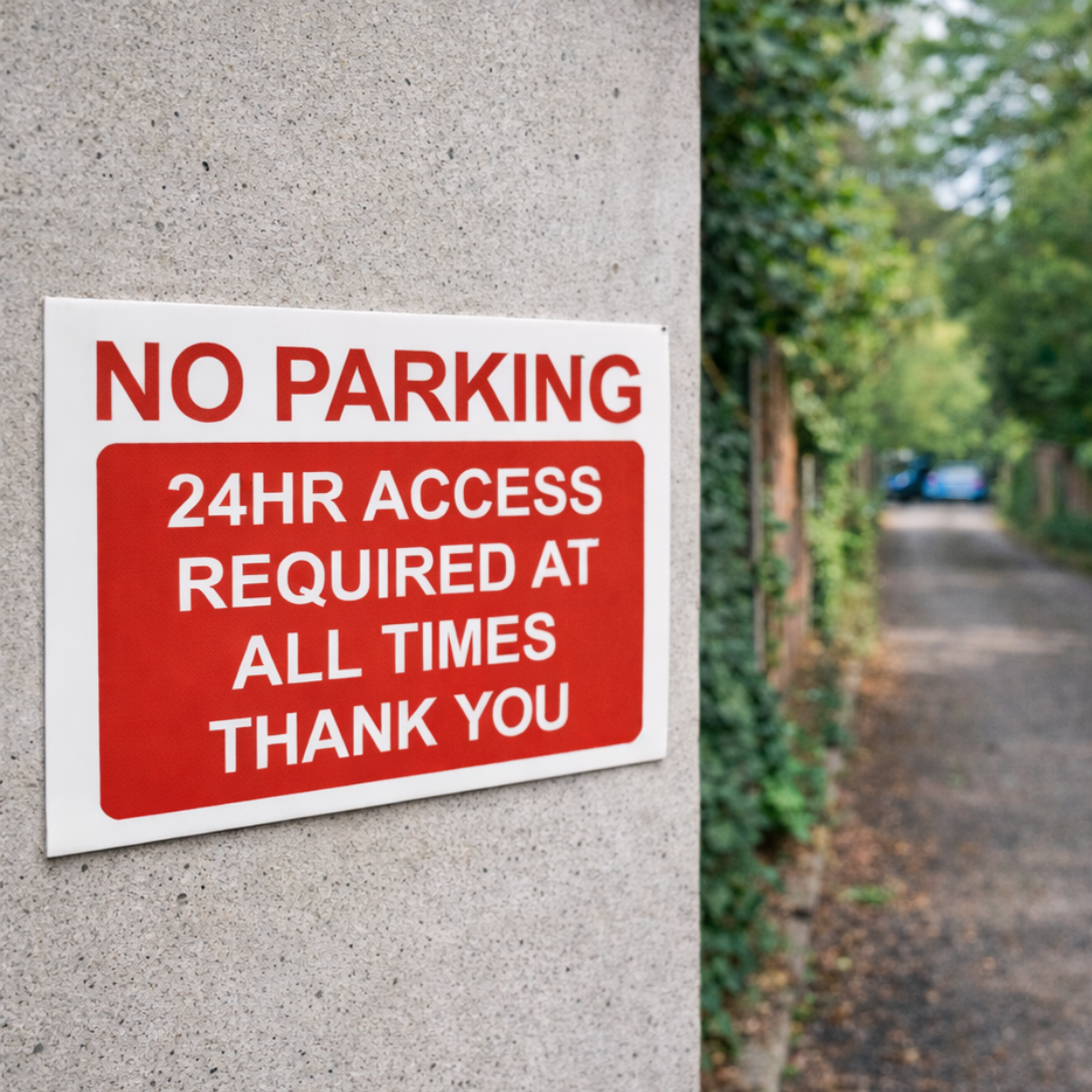 No Parking Sign - 24H Acces Required - 300x200 mm - Vinyl - Signomatic.co.uk