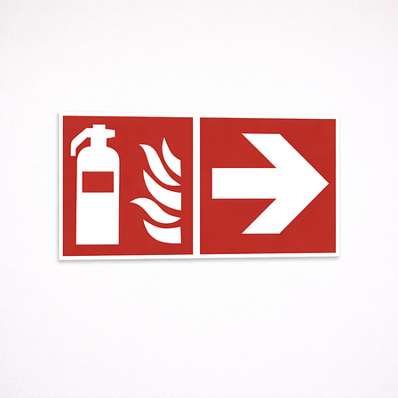 Brandschutzschild - Pfeil nach rechts - Vinylfolie - 200x100 mm