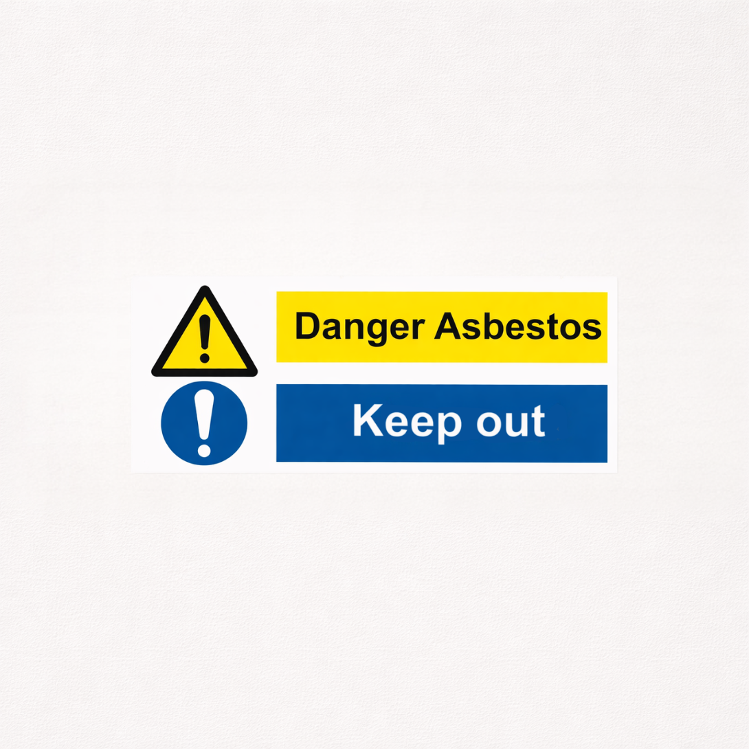 Warning Sign - Danger asbestos/keep out - Vinyl - 450x150 mm - Signomatic.co.uk