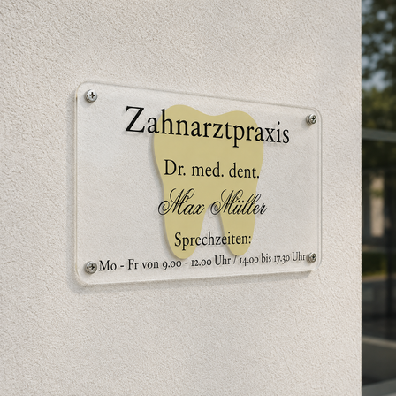 Plexiglasschilder, Runde Ecke Transparent Acryl. Befestigung: Schraube