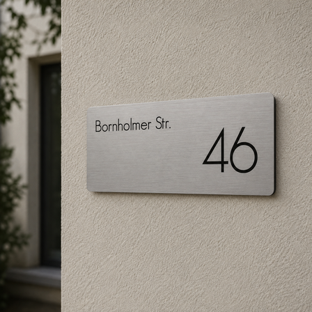 Edelstahlschilder, Runde Ecke Edelstahl. Befestigung: Klebeband