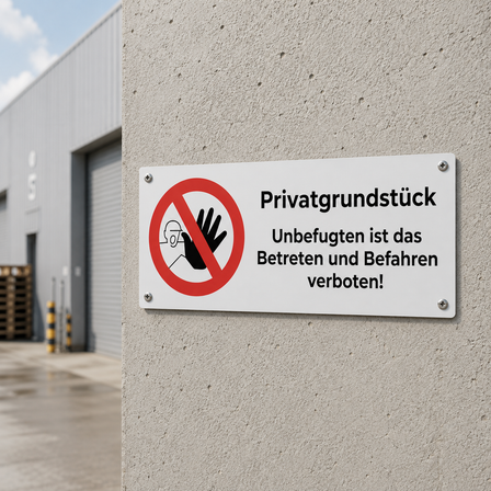 Schild Privatgrundstück mit Symbol