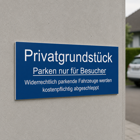 Parkplatzschild - Privatgrundstück - Kunststoff Gravur - 295x120 mm