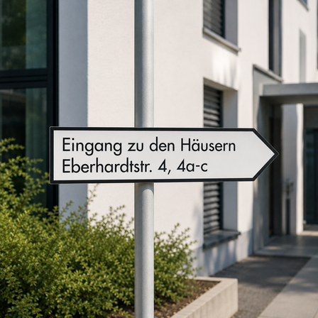 Aluminiumschilder, Nach Rechts Weiß Aluminium. Befestigung: Rohrschelle