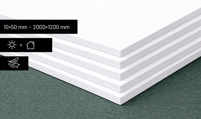 Massives PET-schilder Aluminiumschild mit Produktinformationen zu Material, Haltbarkeit und Anwendungsbereich