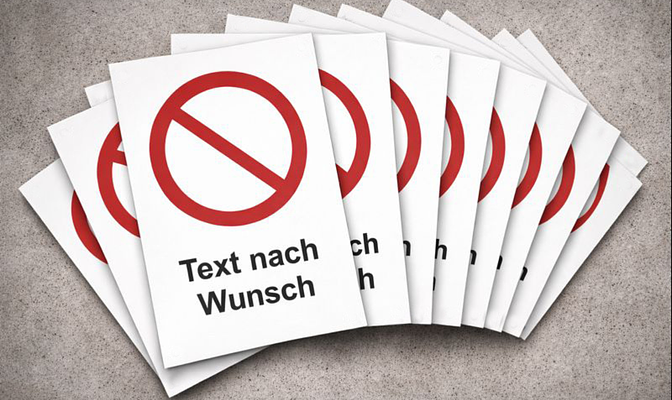 Verbotsschilder mit Wunschtext