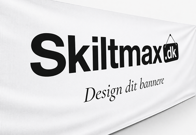 Bannere med tryk set fra siden med logo