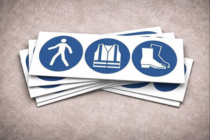 Mandatory signs with ISO symbols