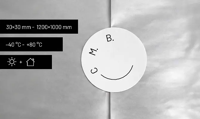 Weißer Sticker mit Druck