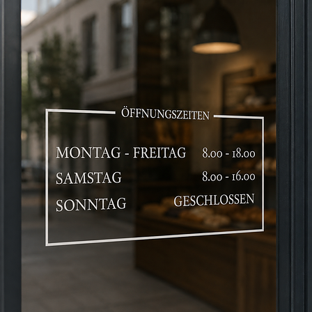 Schilder für Öffnungszeiten