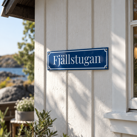 Skylt på campingstuga