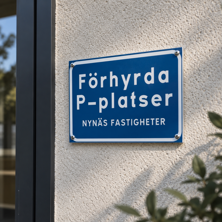 Fastighetsskylt för förhyrda P-platser