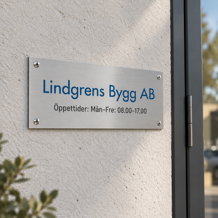 Företagsskylt för byggföretag