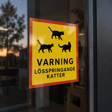 Skylt för lösspringande katter