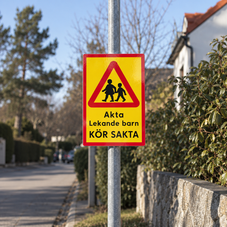 Skylt för lekande barn