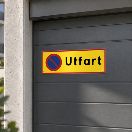 Skylt för parkeringsförbud på garageport