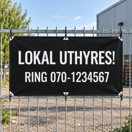 Banner i PVC fastmonterad på staket