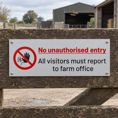 Aluminium farm sign for no unauthorised entry