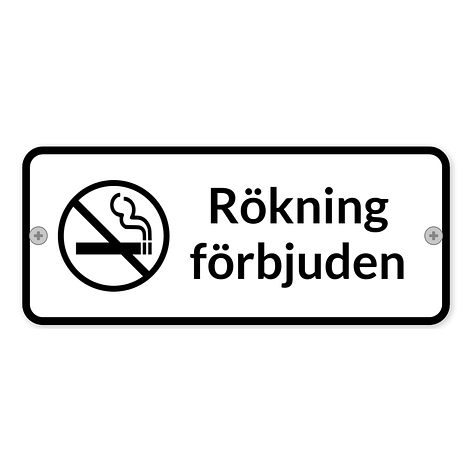 Rökning förbjuden skyltar - Egen design - 120x50 mm - Skyltmax.se