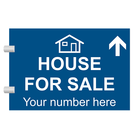 For sale sign - Personalised - Blue/White - Plastic - Signomatic.co.uk