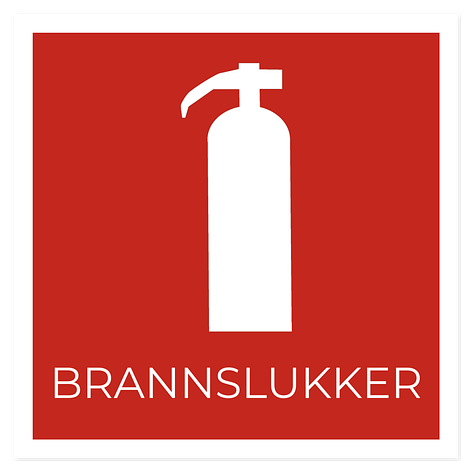 Brannskilt - Lage skilt selv - Rød/Hvit- 200x200mm - Plast- Skiltmax.no