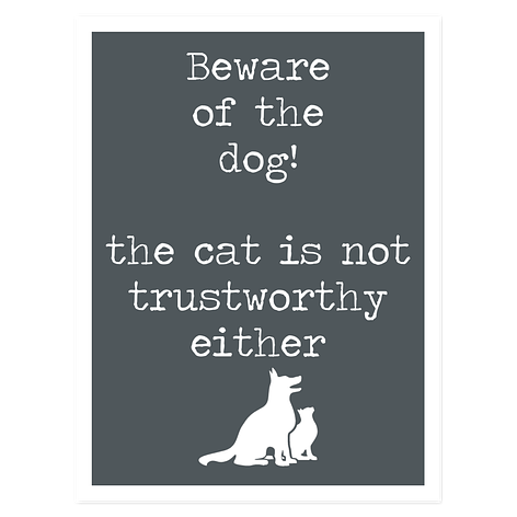 Dog Signs - Personalised - Grey/White - Plastic - Signomatic.co.uk