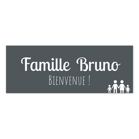 Plaque de porte personnalisée - Gris/Blanc - Sur mesure - Plaque en plastique gravée - 160x60mm - Plaqueomatic.fr