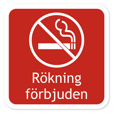 Rökning förbjudet skylt - Egen design - Plast gravyr - 80x80mm - skyltmax.se