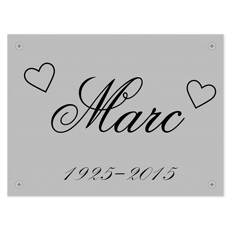 Plaque funéraire personnalisée en aluminium - Plaque funéraire avec nom et date - Aluminium/Noir - Plaqueomatic.fr
