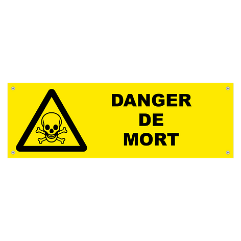 Panneau d'avertissement personnalisé - Plaque en aluminium 450x150mm - Jaune/Noir - Plaqueomatic.fr