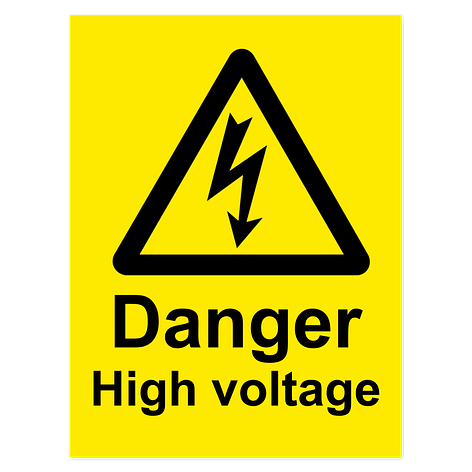 Warning sign high voltage - Personalised - Yellow/Black - Decal - Signomatic.co.uk
