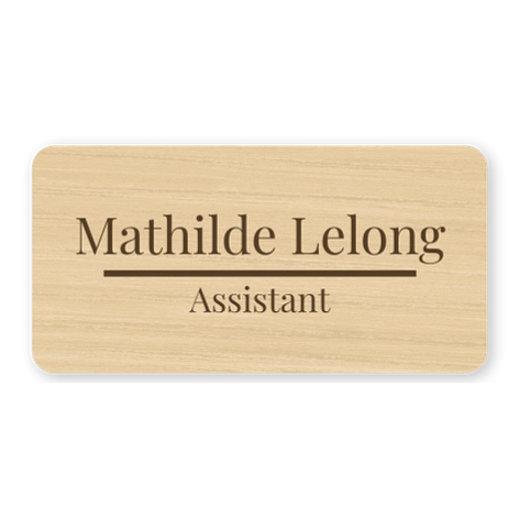 Badge en bois - Chêne - 60x30 mm - Plaqueomatic.fr