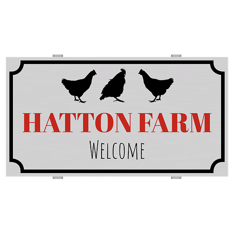 Farm sign - Personalised - Silver/Black/Red - Aluminium - Signomatic.co.uk