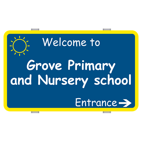 School sign - Personalised - White/Black - Aluminium - Signomatic.co.uk