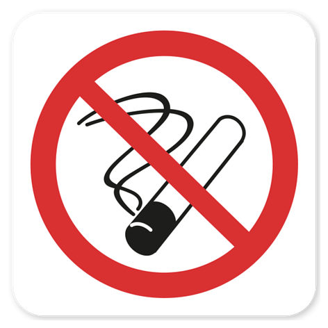 Røykning forbudt-skilt - Lage skilt selv - Hvit/Rød/Svart - 75x75mm - Klistremerker - Skiltmax.no