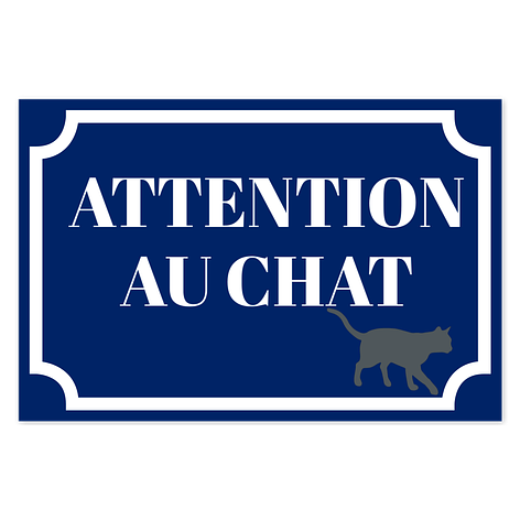 Plaques chats - Panneau attention au chat en aluminium - 150x100mm - Plaqueomatic,fr